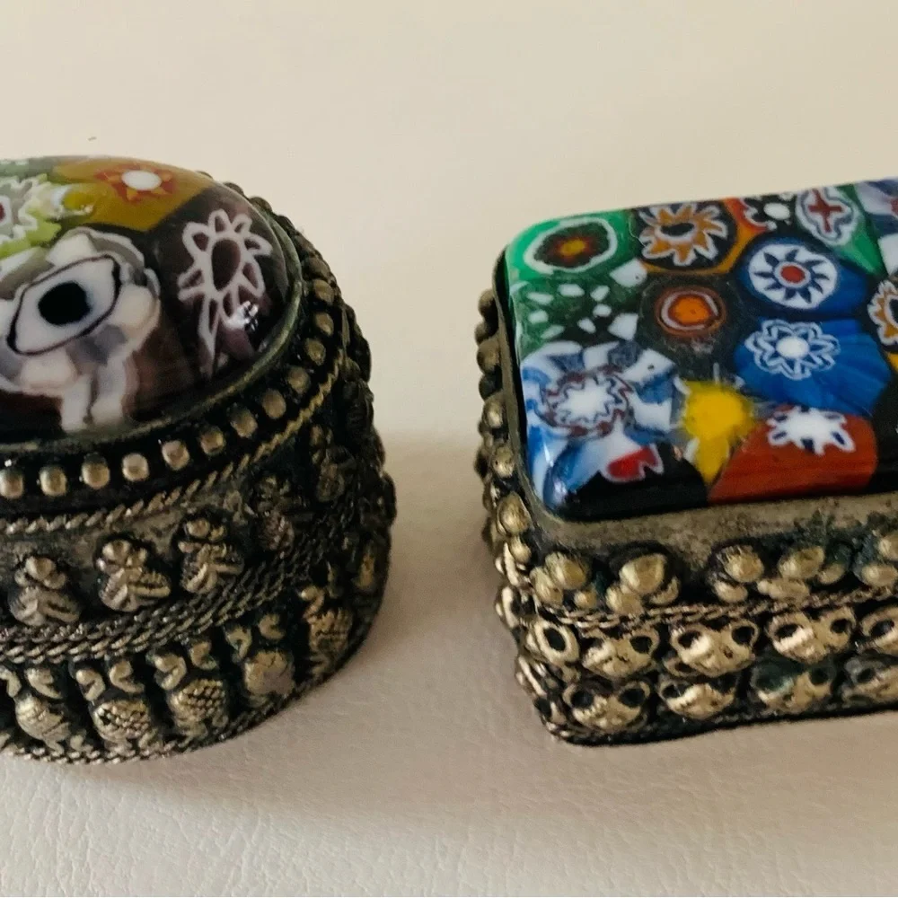 Vintage Murano millefiori trinket boxes